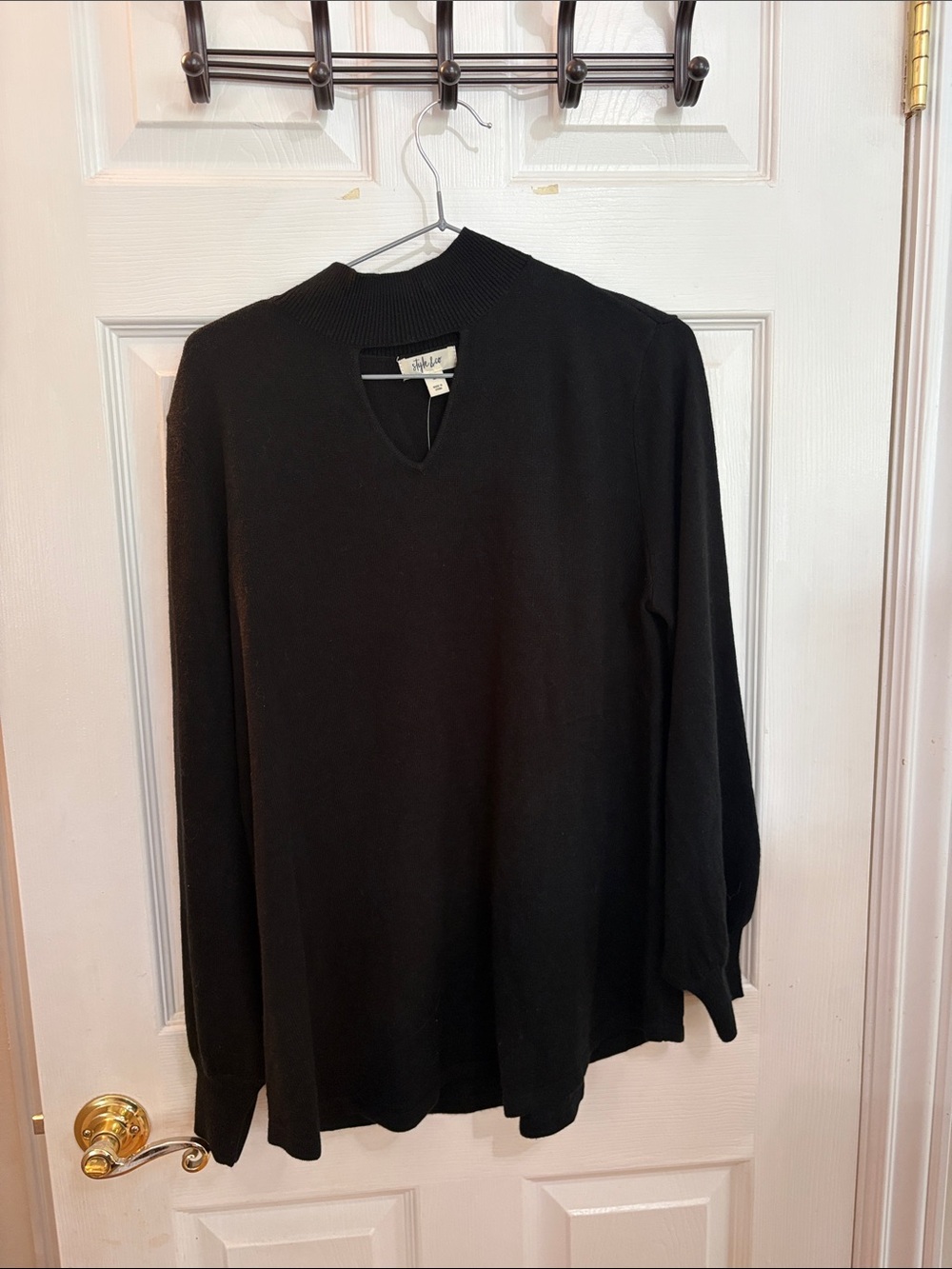 Style & Co. Black Mock Neck Long Sleeve Knit Top
